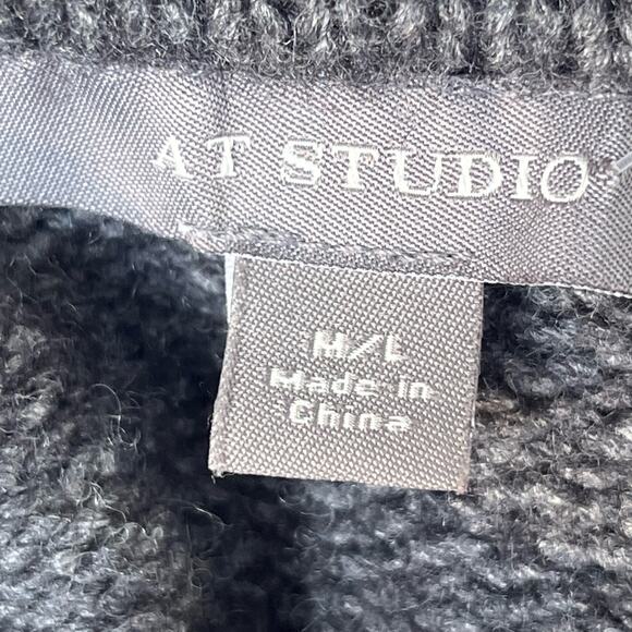 Lambswool Cotton Blend Hoodie Sweater Poncho Shrug M/L - Picture 4 of 5